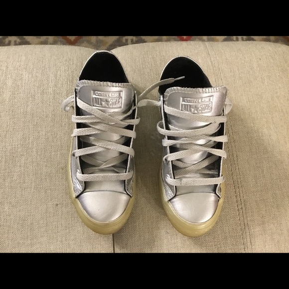 silver leather converse all stars